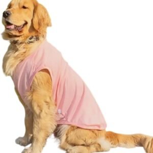 Pink XL Dog Shirt for Girl Boy Solid Cotton Dog T-Shirt Summer Basic Tank Top Breathbal Sleeveless Doggy Vest Cooling Pet Clothes for Large Breed 85-110 LB (Pink1, 8XL)