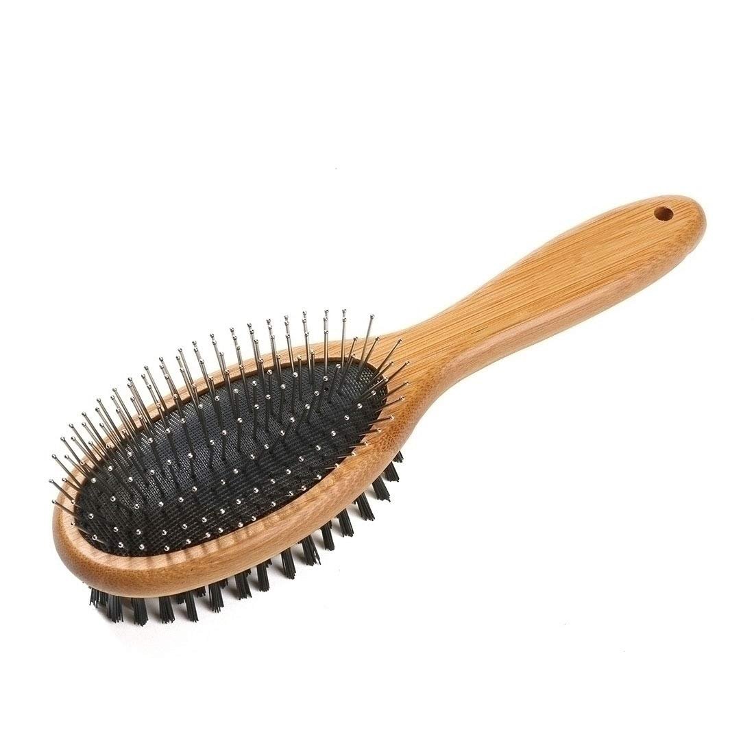 Double-Sided Bamboo Handle Pet Grooming Brush - Designed for Long-Haired Cats and Dogs, Deeply Removes Dead Hair and Tangles