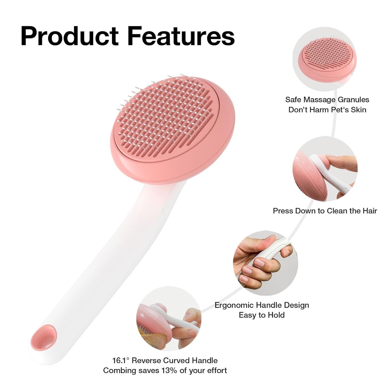 Self-Cleaning De-shedding Brush for Cats and Dogs - Easily Detangles and Removes Undercoat (Pink) - Image 2