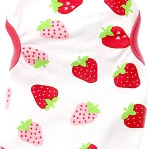 Small Dog Shirt Cute Puppy Cat T Shirts Clothes Soft Cotton Sleeveless Tee Shirts for Small Dogs Cats Doggy Vest Tee Shirt Chihuahua Yorkie Shih Tzu Pet Apparels(Red Strawberry,S)