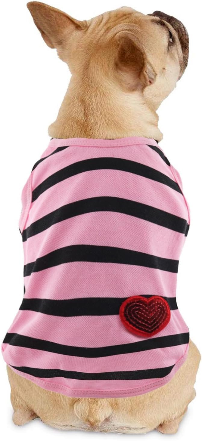 Pet Dog Striped T-Shirt Dogs French Bulldog Clothes Frenchie T Shirts for Medium Large Dogs - Image 2