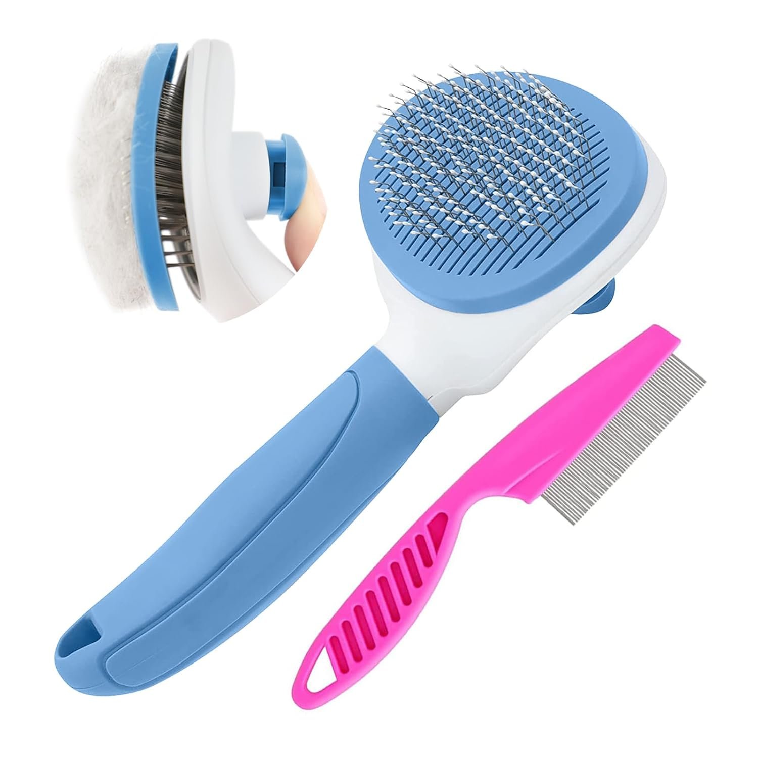 Cat Self-Cleaning De-shedding Comb - Removes Loose Hair and Massages (Blue)