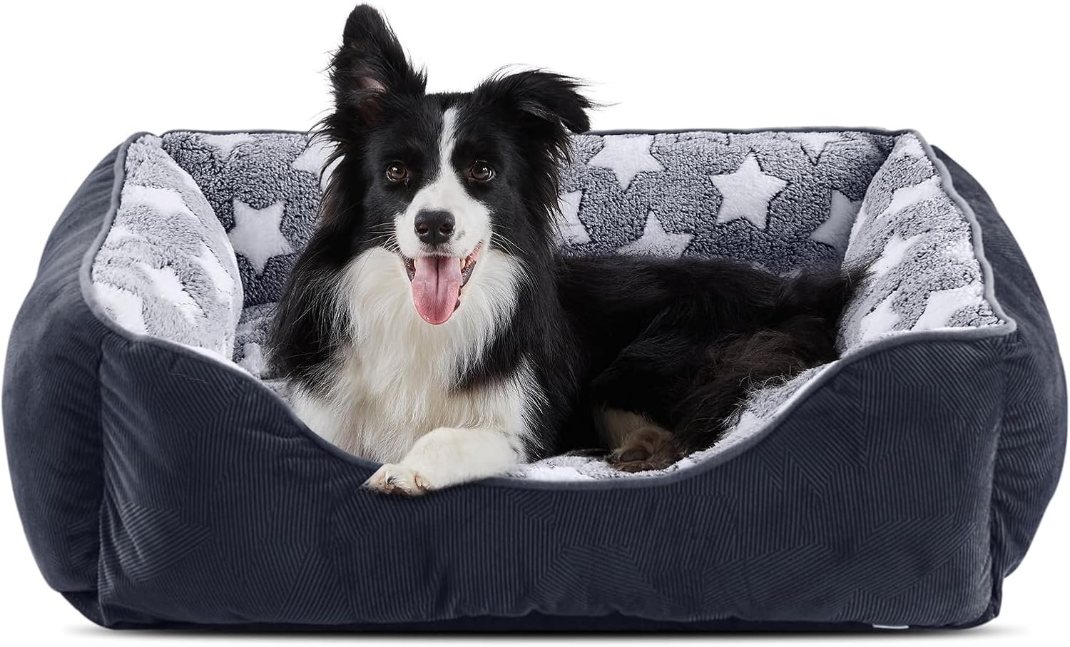 Dog Beds Small Plus Size, Small Dog Bed Washable, Orthopedic Pet Sofa Bed, Pet Cuddler Anti-Slip Bottom, Soft Calming Sleeping Warming Puppy Bed (S Plus (25"x 21"x 8"), Black)