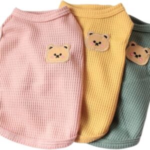 Cotton Dog Shirt Summer Lightweight Pet T-Shirts Soft Breathable Stretchy Cats Dogs Tee Shirt Sleeveless Vest Dog Apparel for Medium Small Dog Clothes 3PCS Yellow&Green&Pink