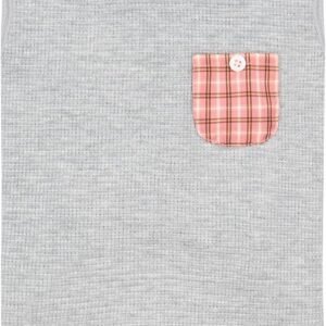 Waffle Dog Shirts for Small Dogs Soft Breathable T-Shirts Lightweight Sleeveless Pet Vest Stretchy Puppy Clothes with Pocket Decoration and Plaid Patchwork Design, Medium