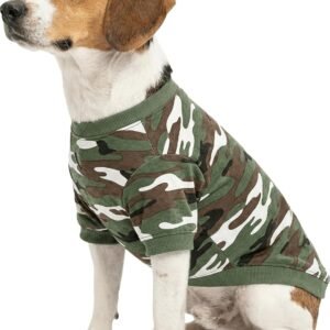Small Dog Shirt Dog Clothes Camo Dogs T-Shirt, Medium, Green