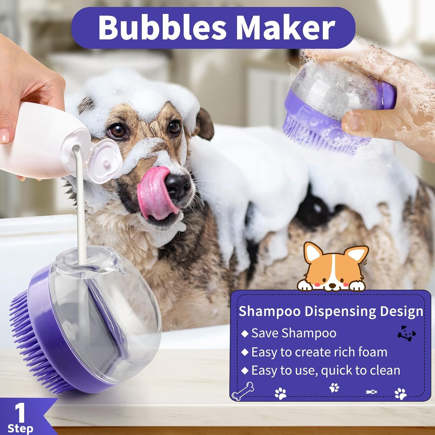 Three-Color Pet Bathing Massage Brush 3-Piece Set - Dog Bathing Brush, Washing, Grooming, and Massage in One - Image 2