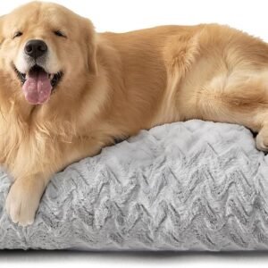 Washable Large Dog Bed for Crate 35x23 Inch, Reversible Kennel Pad for Dogs Weight Up to 45 lbs, Plush and Comfy Pet Sleeping Mat, Grey