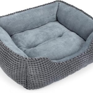 Dog Bed for Large Medium Small Dogs, Rectangle Washable Sleeping Puppy Bed, Soft Calming Cat Beds for Indoor Cats, Orthopedic Pet Sofa Bed, Anti-Slip Bottom with Multiple Size (20'', Grey)
