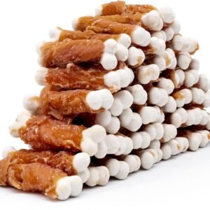 Dog Treats, Chicken Wrapped Calcium Bones Without Rawhide, 2.3 Inch Training Treats for Teeth Cleaning and Fresh Breath, Chews for Puppy and Small Dogs (56 Count - Pack of 1)