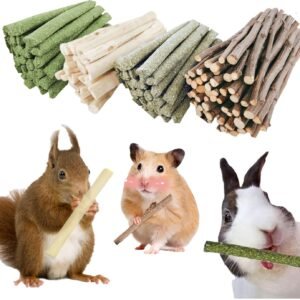 Bunny Chew Stick Rabbit Toy Treat 140g 4 in 1 Molar Stuff Organic Natural Snack Apple Branch Sweet Bamboo  Alfalfa Food Clean Teeth Hamster Chinchilla Parrot Gerbil Squirrel