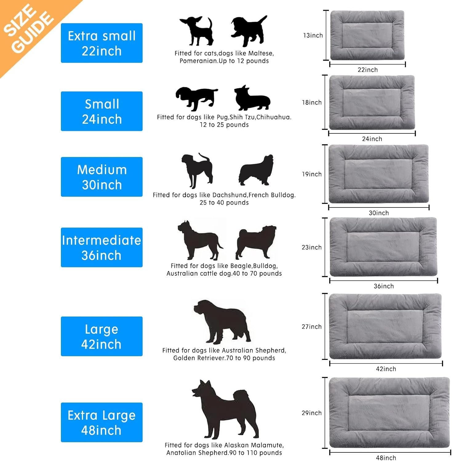 Dog Beds Crate Pad for Medium/Large Dogs Fit Metal,Ultra Soft, Washable & Anti-Slip Kennel Pad for Dogs Cozy Sleeping Mat,Gray 36inch - Image 2