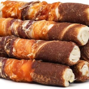 Dog Treats, Triple Flavor 6 Inch Chicken Liver Duck and Chicken Wrapped Rawhide Sticks, Teeth Cleaning Snacks for Medium Dogs, 17.6 oz (10 Count-Pack of 1)