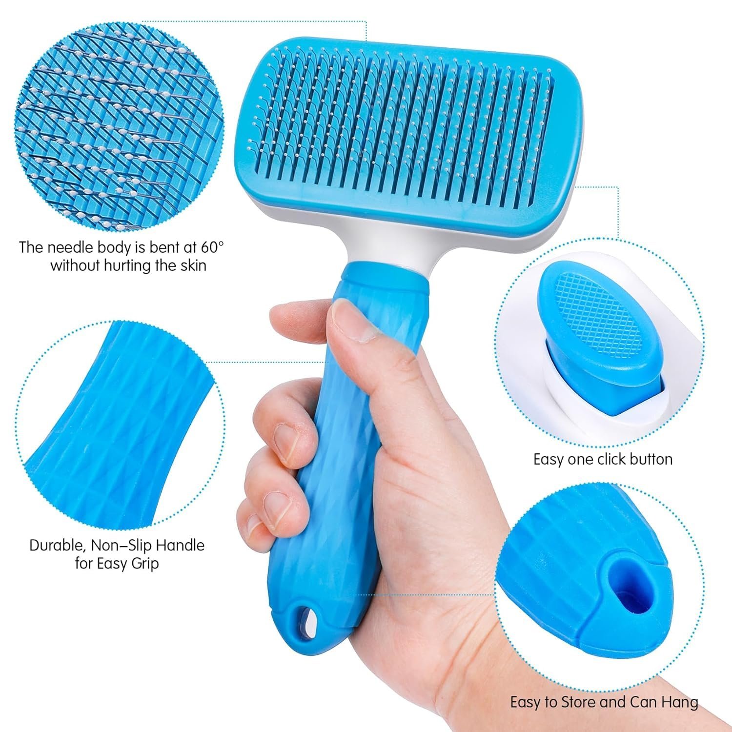 Self-Cleaning Grooming Brush for Cats and Dogs - Effectively Removes Loose Undercoat, Suitable for All Breeds - Image 2