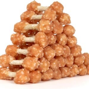 Dog Treats, 16oz Mini Rawhide Chews, Chicken Dumbbells with Rice for Small Dogs & Toy Breed, Crunchy and Healthy (2.5 Inch 30 Count)