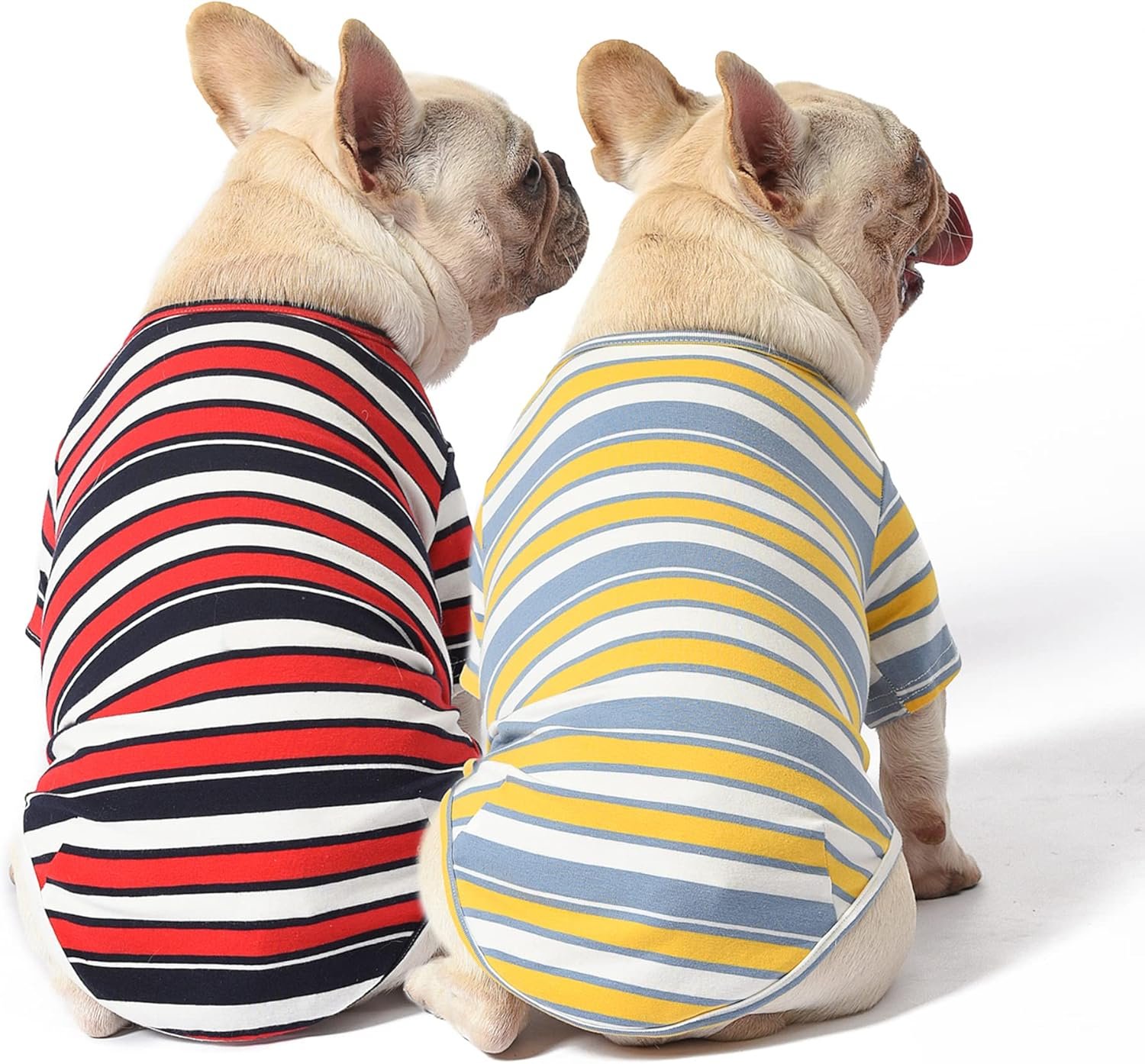 Dog Shirts Cotton Striped T-Shirt, Summer Pet Clothes for Small Dogs, 2-Pack Soft Puppy Apparel Cat Tee, Breathable Stretchy, Red Yellow L - Image 2