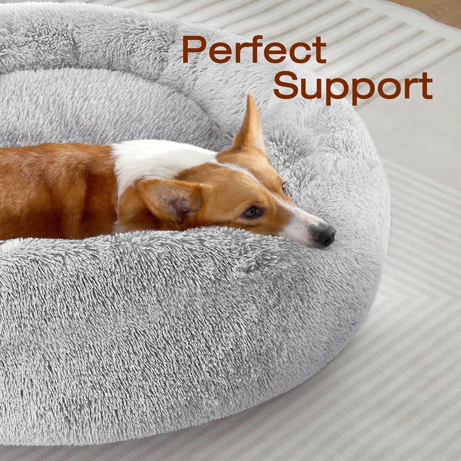 Dog & Cat Bed, Calming Anti-Anxiety Pet Bed for Small Dogs, Fluffy Donut Cushion for Small and Medium Pets (20") - Image 2